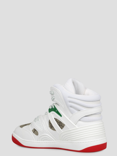 Shop Gucci Basket Hicht Top Sneakers In White