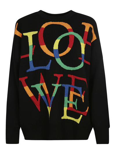 Shop Loewe Crewneck Loe Sweater In Black/multicolor