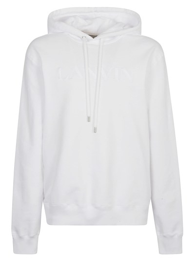 Shop Lanvin Embroidered Logo Hoodie In White