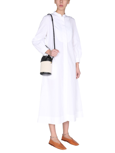 Shop Jil Sander Poplin Midi Dress In Bianco