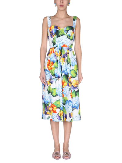 Shop Dolce & Gabbana Dress With Floral Print In Multicolor