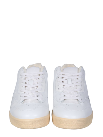 Shop Jil Sander Low Leather Sneakers In Bianco