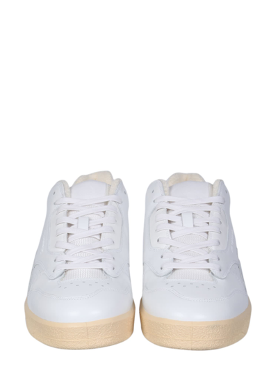 Jil Sander White Leather And Fabric Sneakers In Neutral