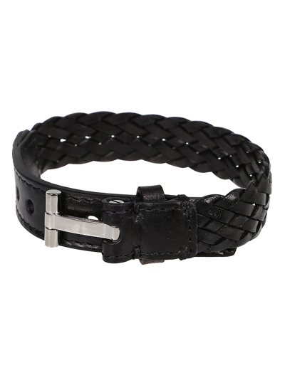 Shop Tom Ford Bracelet In Bsv Black/silver