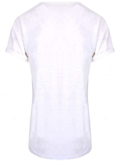 Shop Isabel Marant Étoile White Linen T-shirt In Rosa/bianco