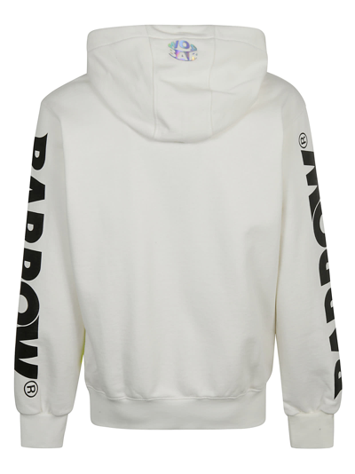 Shop Barrow Logo Patched Hooded Sweatshirt In Off White