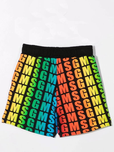 Shop Msgm Shorts With Print In Nero-multicolor