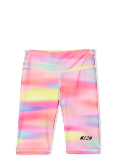 Shop Msgm Shorts With Tie Dye Pattern In Multicolor