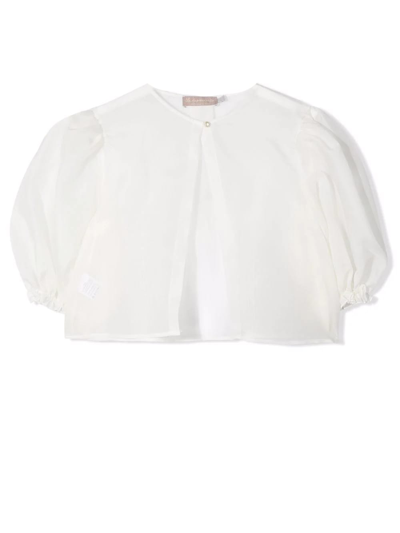 Shop La Stupenderia Crop Blouse With Balloon Sleeves In Bianca