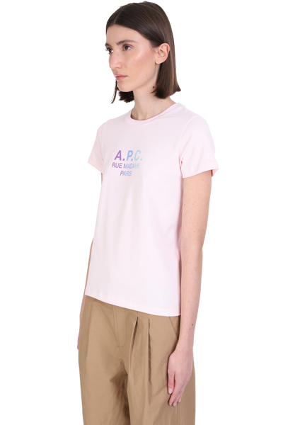 Shop Apc Jenny T-shirt In Rose-pink Cotton