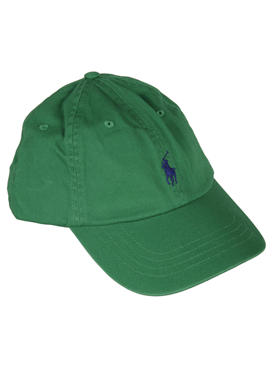 Shop Ralph Lauren Logo Embroidered Cap In Billiard Green