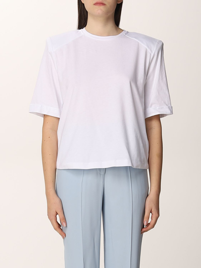 Shop Federica Tosi White Cotton T-shirt With Padded Straps