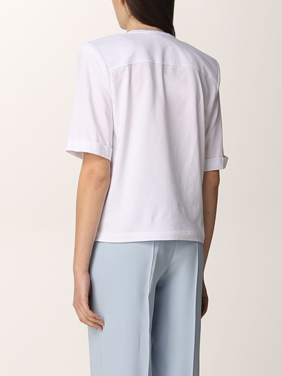 Shop Federica Tosi White Cotton T-shirt With Padded Straps