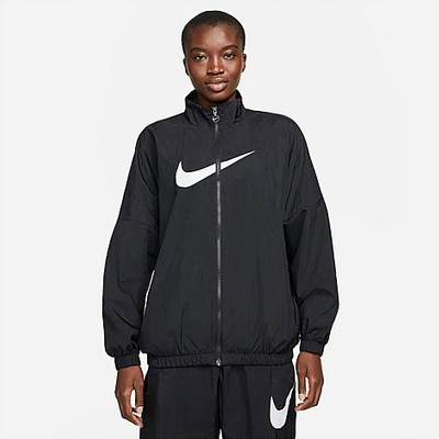 Shop Nike Women's Sportswear Essential Woven Jacket In Black/white