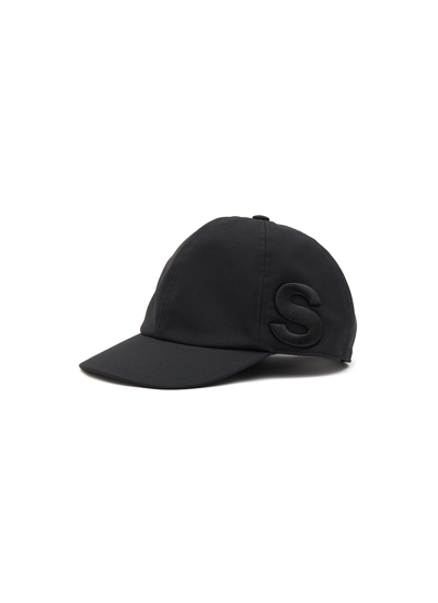 Shop Sacai Logo Embroidery Baseball Cap In Black
