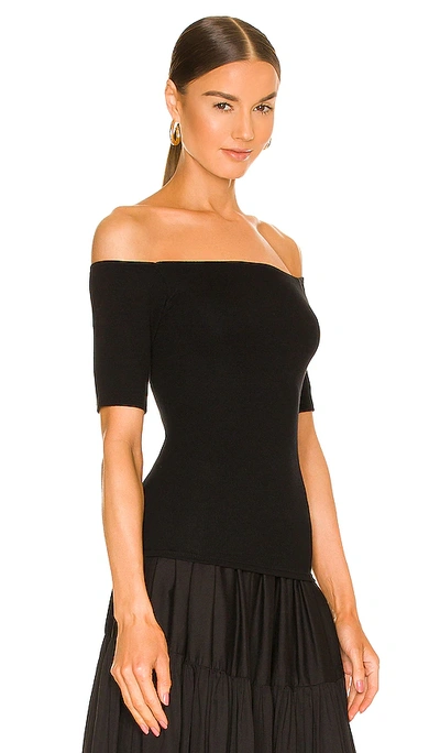 Enza Costa Stretch Silk Knit Half Sleeve Off Shoulder Top In Black