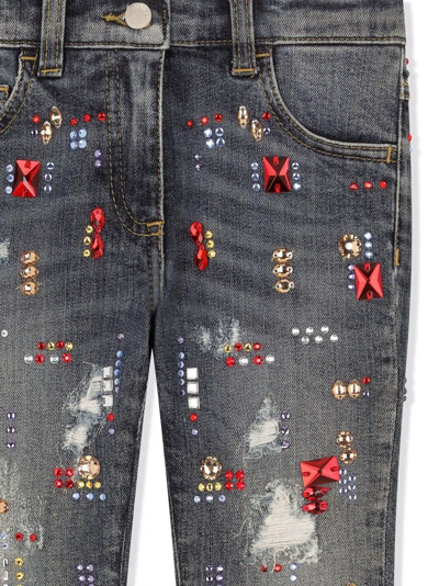 Shop Dolce & Gabbana Crystal-embellished Straight Leg Jeans In Blue