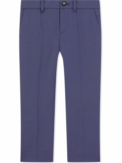 Shop Dolce & Gabbana Tailored Wool-blend Trousers In Blue