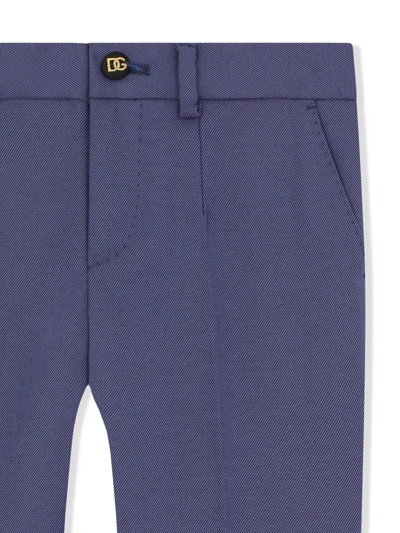 Shop Dolce & Gabbana Tailored Wool-blend Trousers In Blue