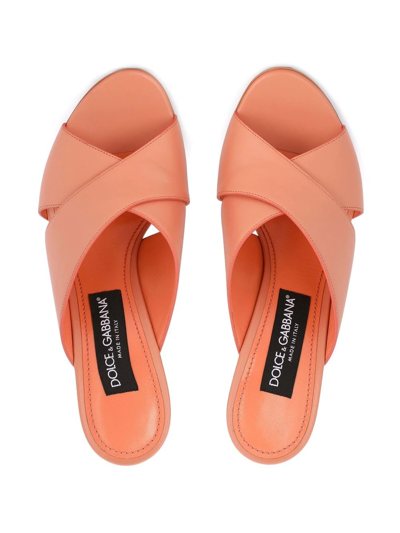 Dolce & Gabbana Tapered-heel Leather Sandals In Brown