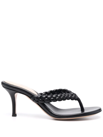 Shop Gianvito Rossi Tropea 70mm Braided Sandals In Black