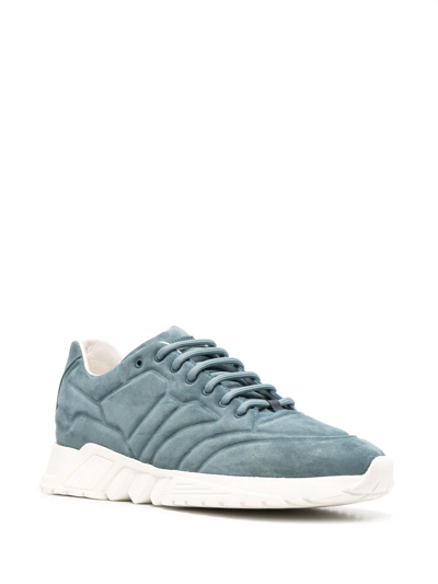 Shop Giorgio Armani Low-top Suede Sneakers In Blue
