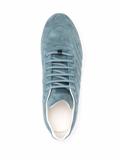 Shop Giorgio Armani Low-top Suede Sneakers In Blue