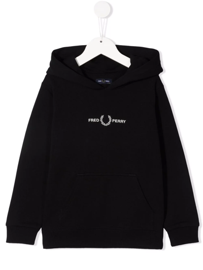 Shop Fred Perry Embroidered-logo Hoodie In Black