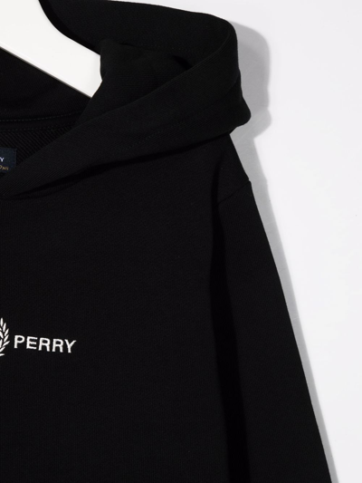 Shop Fred Perry Embroidered-logo Hoodie In Black