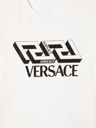 Shop Versace Teen Logo-print Cotton T-shirt In White