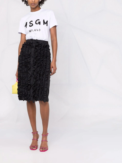 Msgm Round Neck Short Sleeves Straight Hem In White