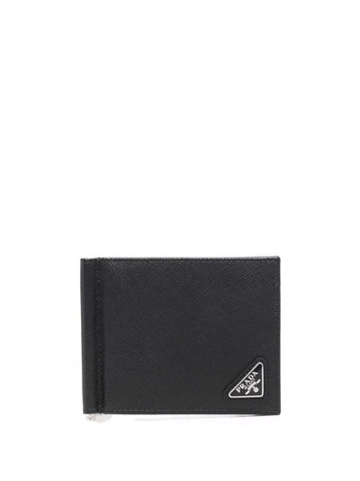 Prada Saffiano Leather Bi-fold Wallet In Black
