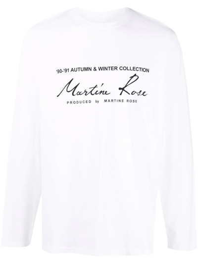 Shop Martine Rose Logo-print Long-sleeve T-shirt In White