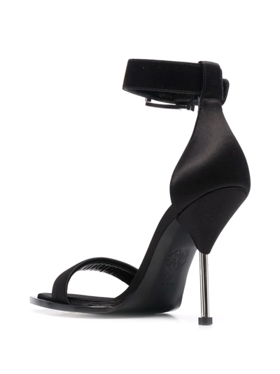 Shop Alexander Mcqueen 120mm Satin Strap Sandals In Black