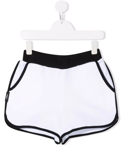 Shop Balmain Teen Contrast-stitch Shorts In White