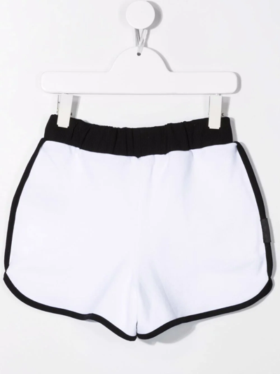 Shop Balmain Teen Contrast-stitch Shorts In White