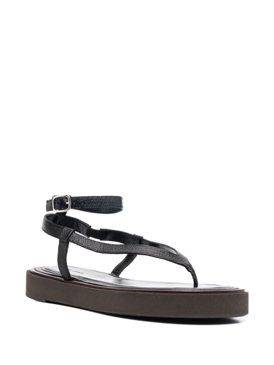 By Far Cece Textured-leather Sandals In Black