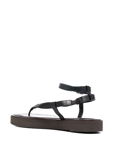 By Far Cece Textured-leather Sandals In Black