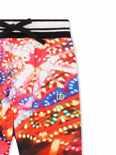 Dolce & Gabbana Jersey Jogging Pants With Illumination Print In Red