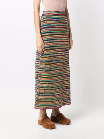 Shop Chloé Wool Rainbow-stripe Skirt In Red