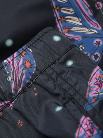 Shop Valentino Butterfly-print Swim Shorts In Blue