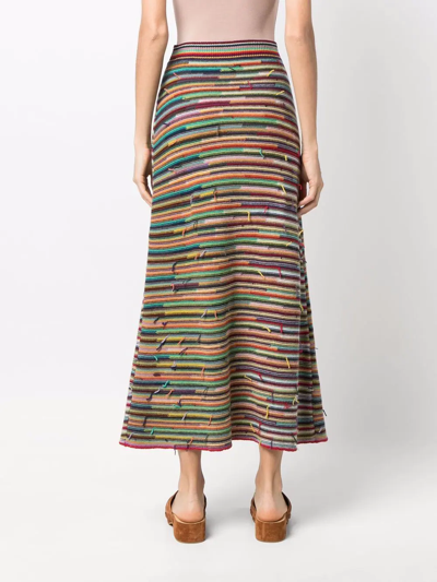 Shop Chloé Wool Rainbow-stripe Skirt In Red