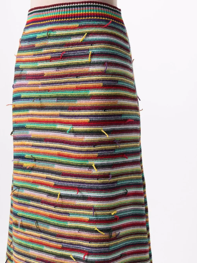 Shop Chloé Wool Rainbow-stripe Skirt In Red