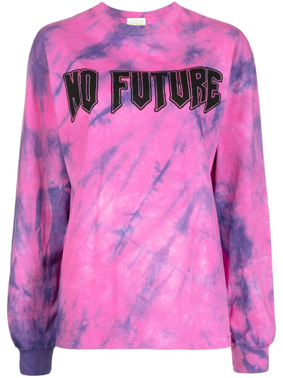 Shop Aries No Future Tie-dye Longsleeved Top In Pink