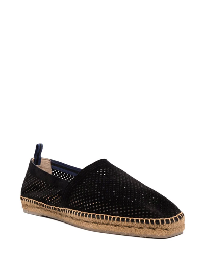 Castaã±er Perforated Leather Espadrilles In Black