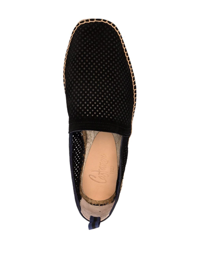 Castaã±er Perforated Leather Espadrilles In Black