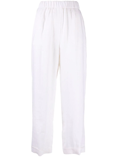 Shop Peserico High-waisted Cropped Trousers In White