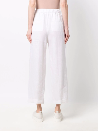 Shop Peserico High-waisted Cropped Trousers In White