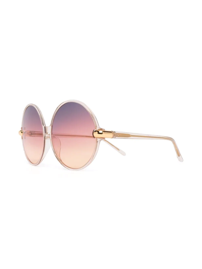 Linda Farrow Gradient Round-frame Sunglasses In Neutrals