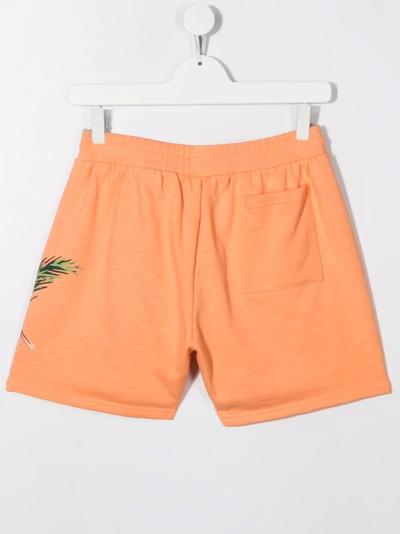 Shop Kenzo Teen Graphic-print Drawstring Shorts In Orange